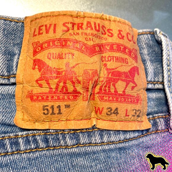 Levi's Men's 511 Slim Fit Jeans Denim Waist W 34 Length L 32 Light Blue Stretch - Picture 4 of 6